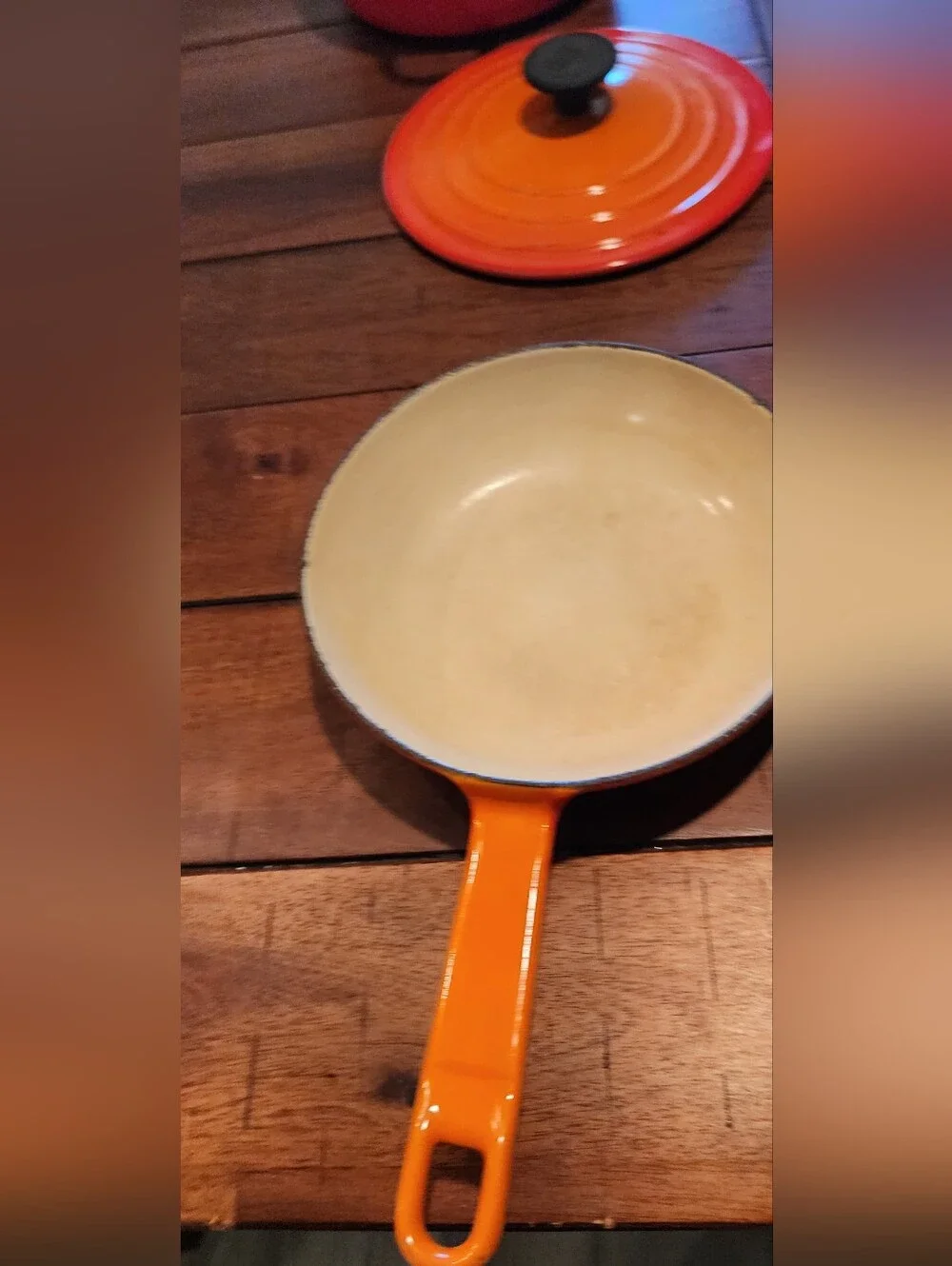 Le Creuset Enamel Cast Iron dutch oven skilet & pan beautiful burnt orange